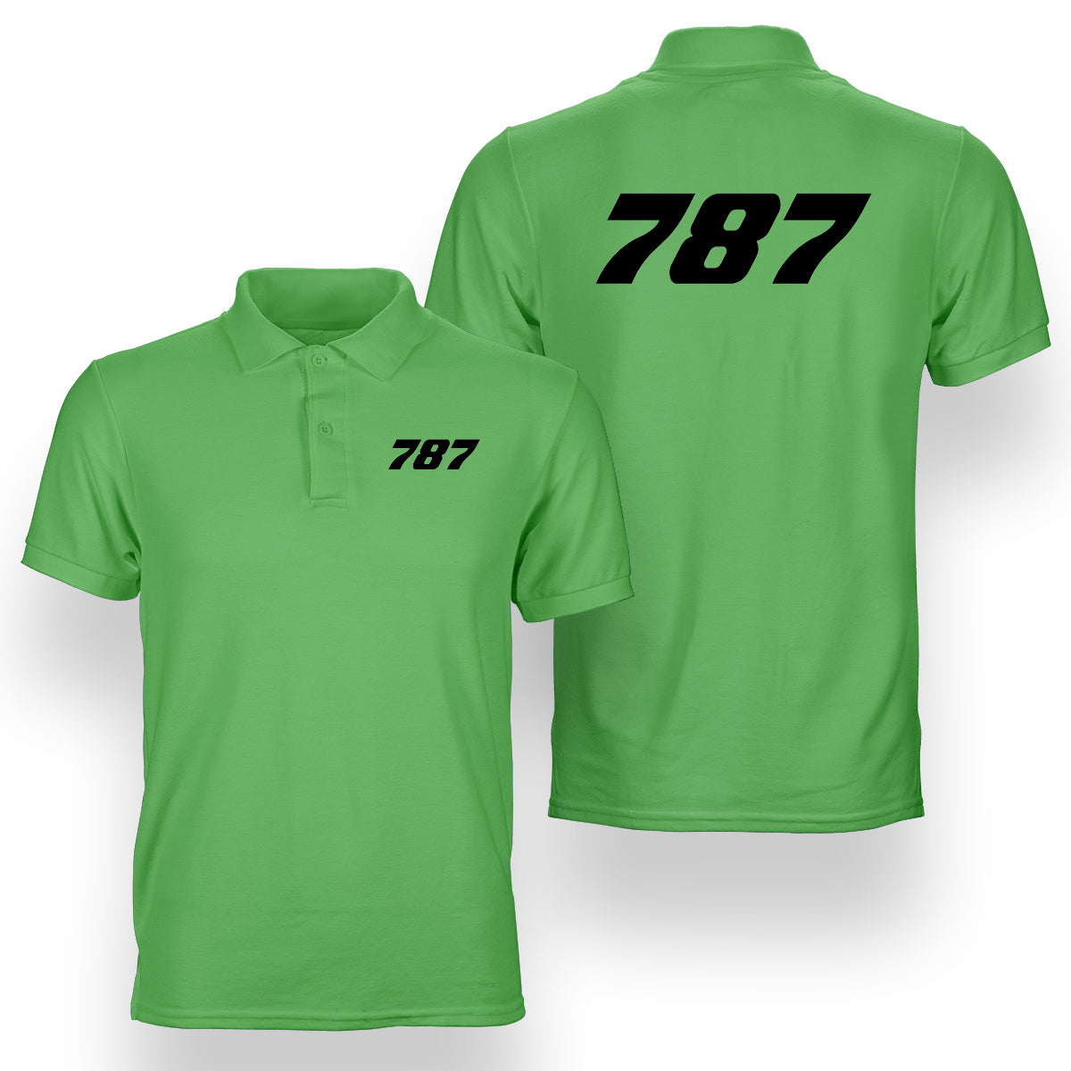 787 Flat Text Designed Double Side Polo T-Shirts