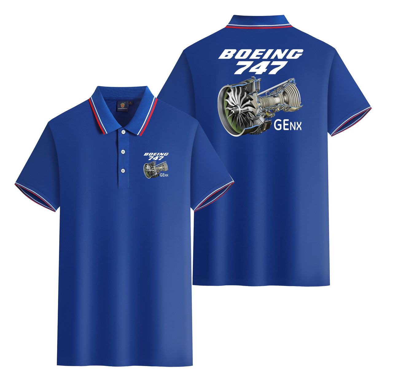 Boeing 747 & GENX Engine Designed Stylish Polo T-Shirts (Double-Side)
