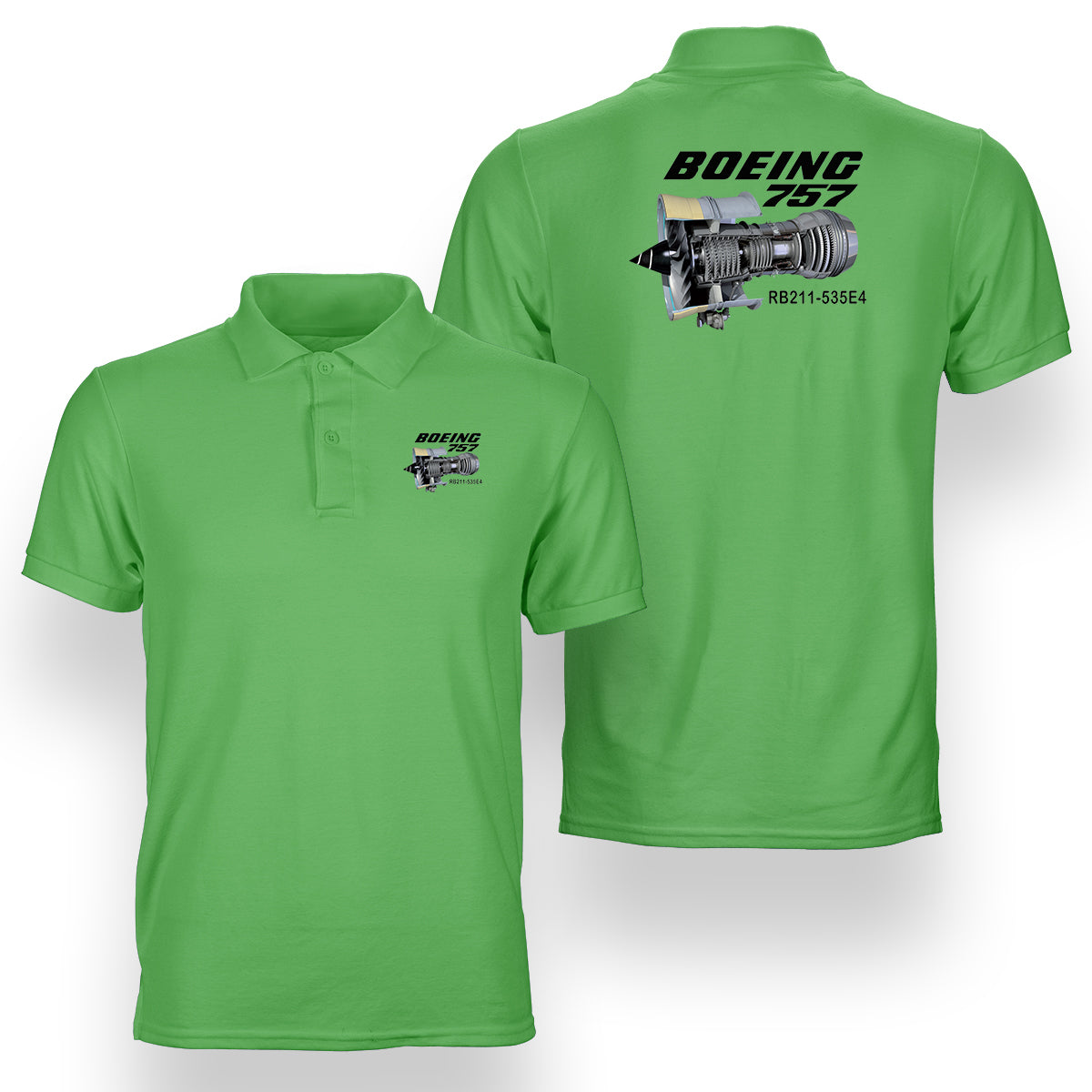 Boeing 757 & Rolls Royce Engine (RB211) Designed Double Side Polo T-Shirts