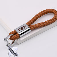 Thumbnail for 767 Flat Text Designed Leather Car Key Chains