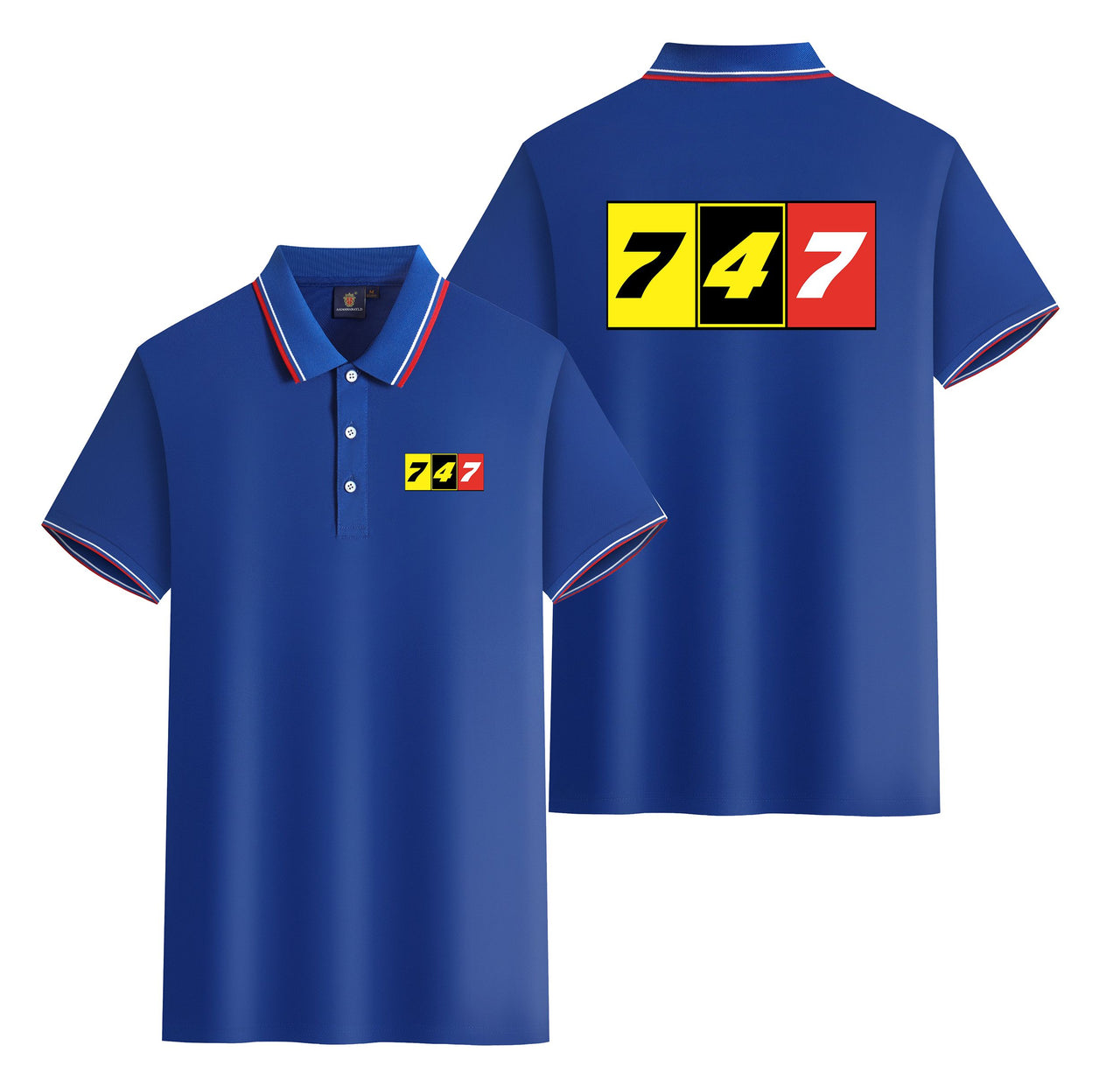 Flat Colourful 747 Designed Stylish Polo T-Shirts (Double-Side)