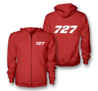 Thumbnail for 727 Flat Text Designed Zipped Hoodies