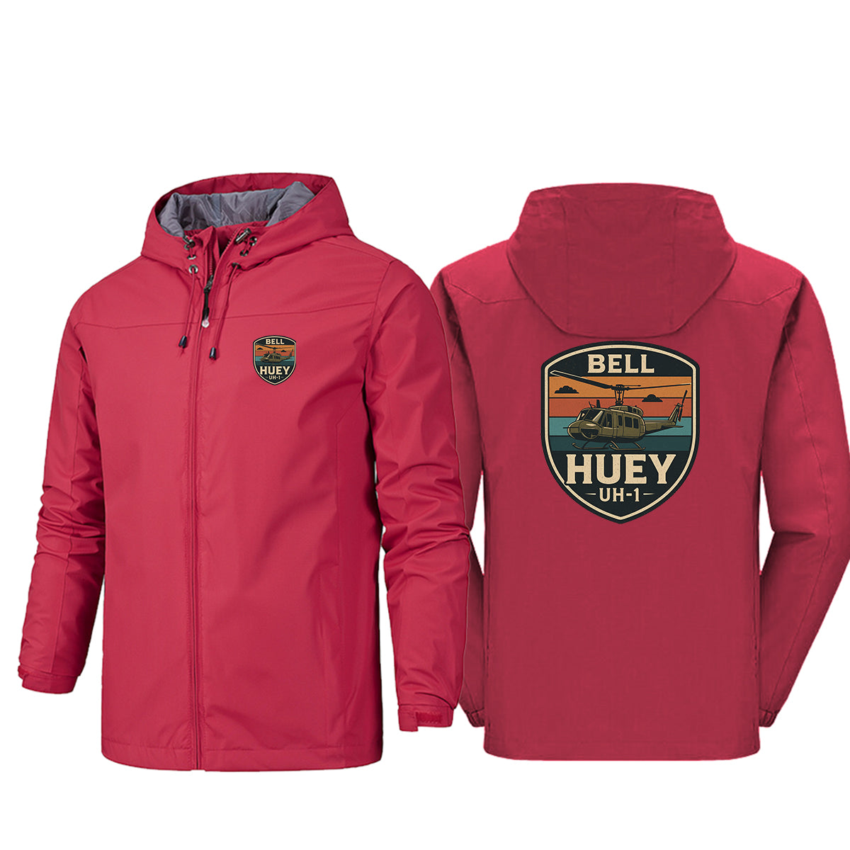 Retro BELL HUEY UH-1 Designed Rain Jackets & Windbreakers