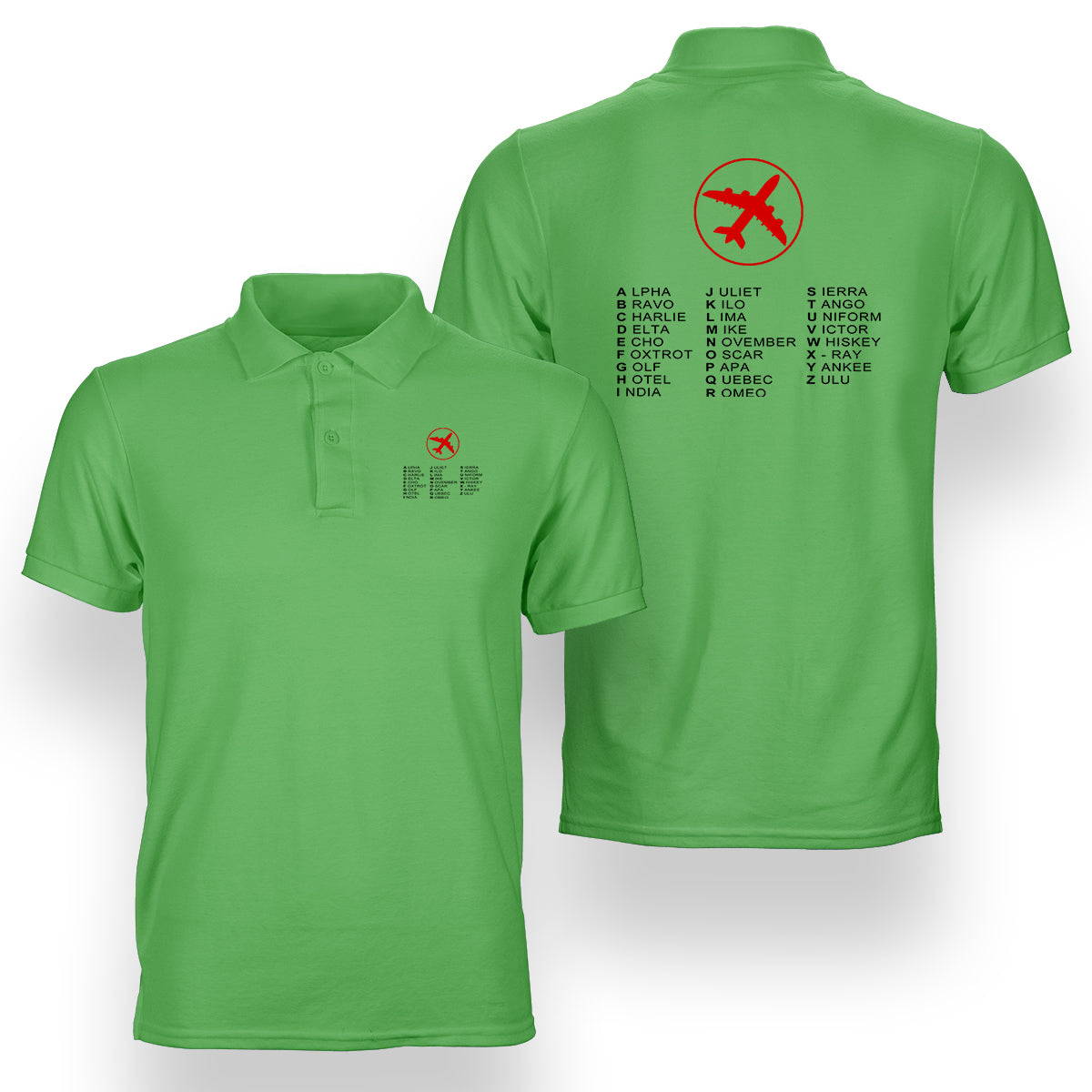 Aviation Alphabet 2 Designed Double Side Polo T-Shirts