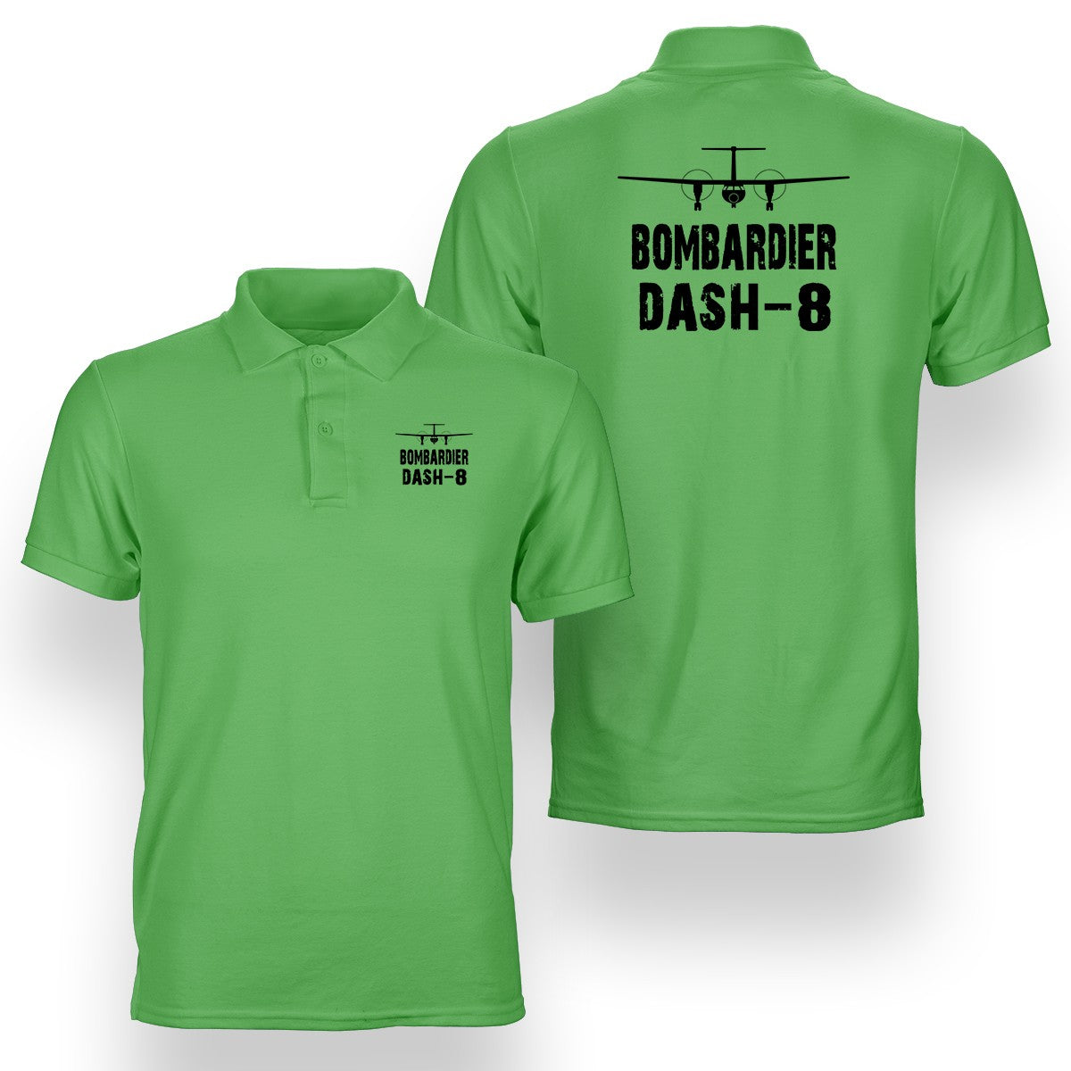 Bombardier Dash-8 & Plane Designed Double Side Polo T-Shirts