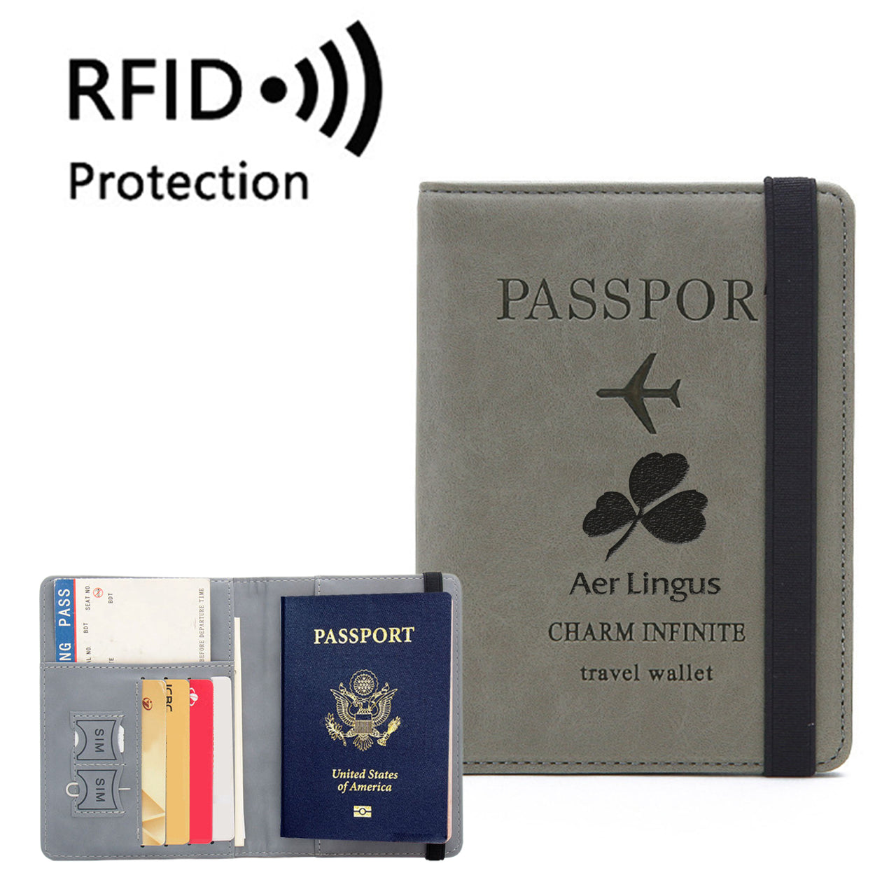 Aer Lingus Airlines Designed Passport Cover Travel Wallet Passport Holder