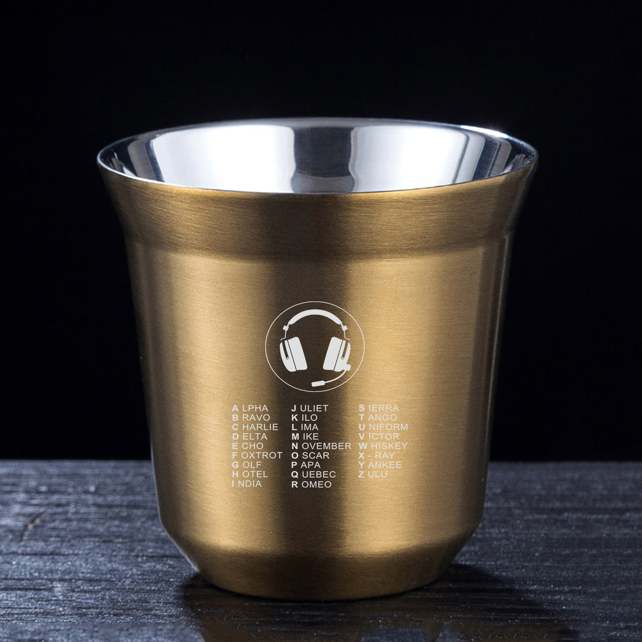 Aviation Alphabet 3 Designed Double Wall Stainless Steel Coffee Mugs