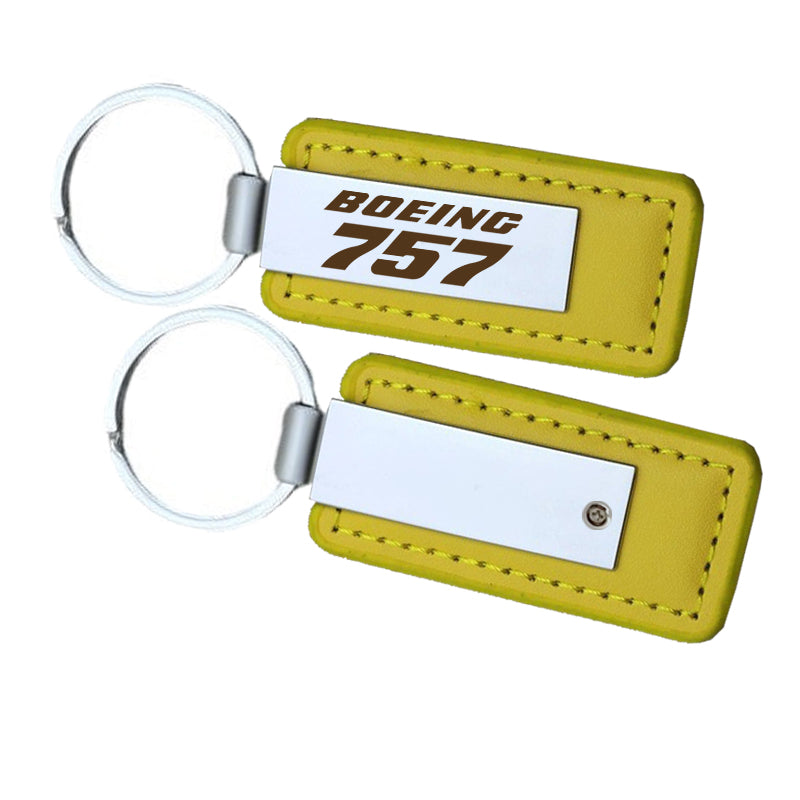 Boeing 757 & Text Faux Leather Key Chains