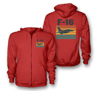 Thumbnail for Retro Fighter Jet F16 Designed Zipped Hoodies