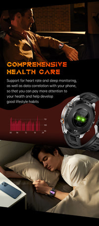Thumbnail for KT88 Sports Smart Watch: 1.7 Inch Fitness Recording Flashlight, Compass & Large Battery
