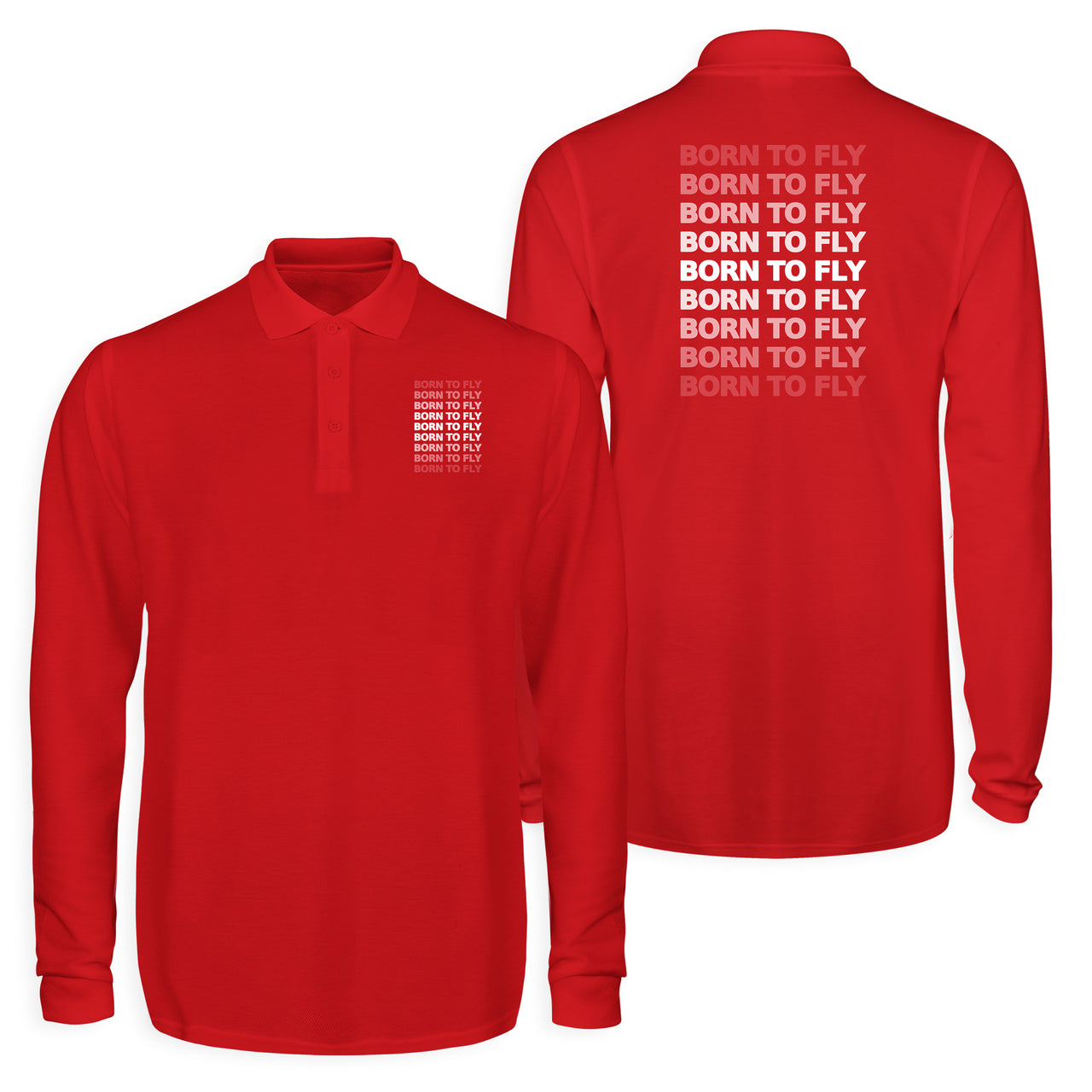 Born To Fly Opacity Designed Long Sleeve Polo T-Shirts (Double-Side)