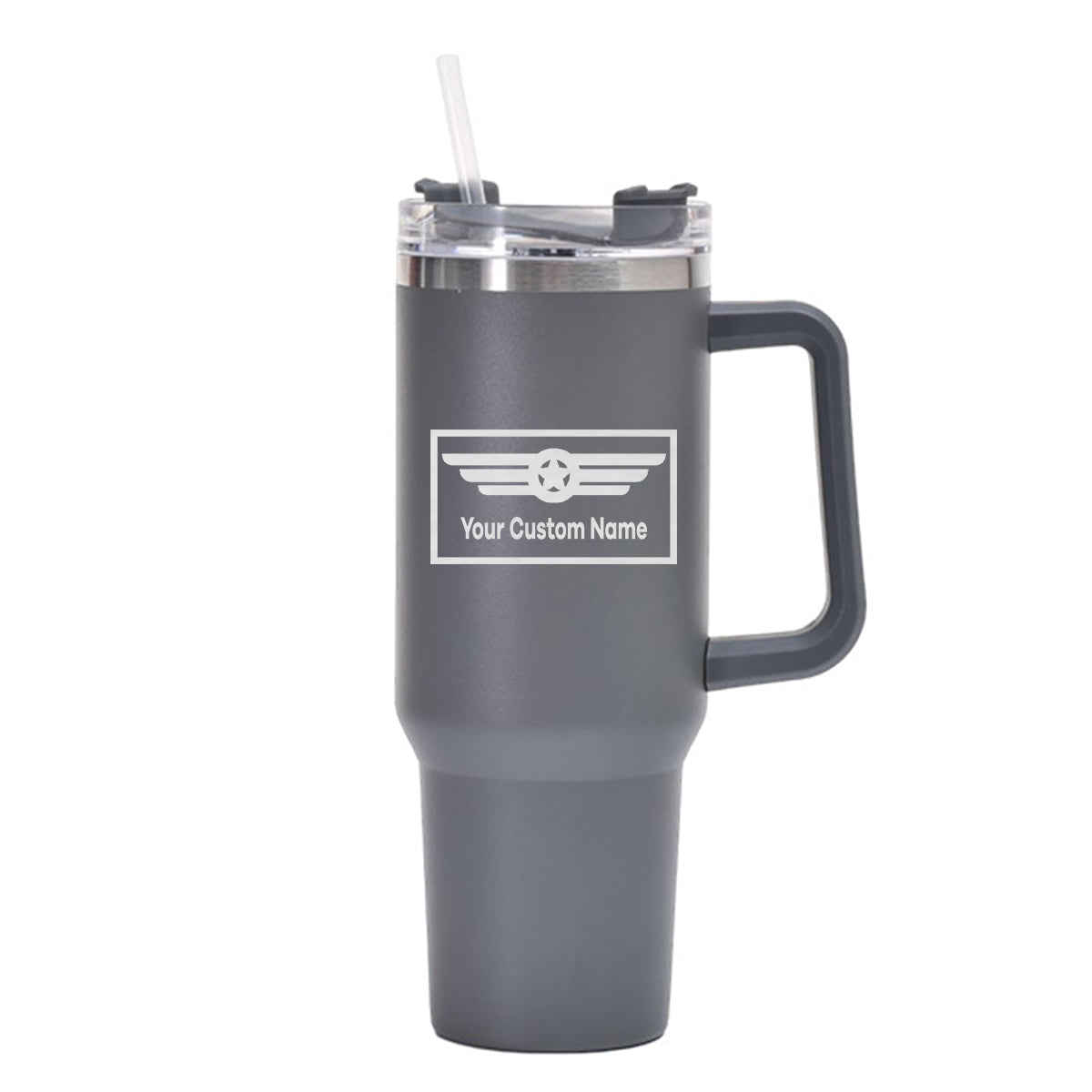 Custom Name (Badge 1) Designed 40oz Stainless Steel Car Mug With Holder