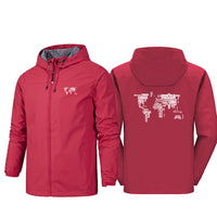 Thumbnail for World Map (Text) Designed Rain Jackets & Windbreakers