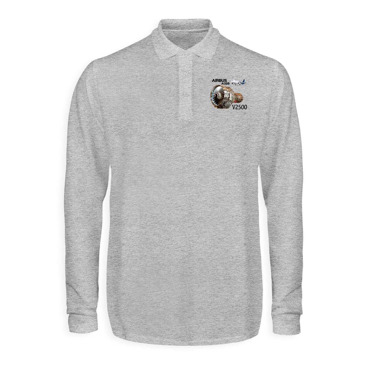 Airbus A320 & V2500 Engine Designed Long Sleeve Polo T-Shirts