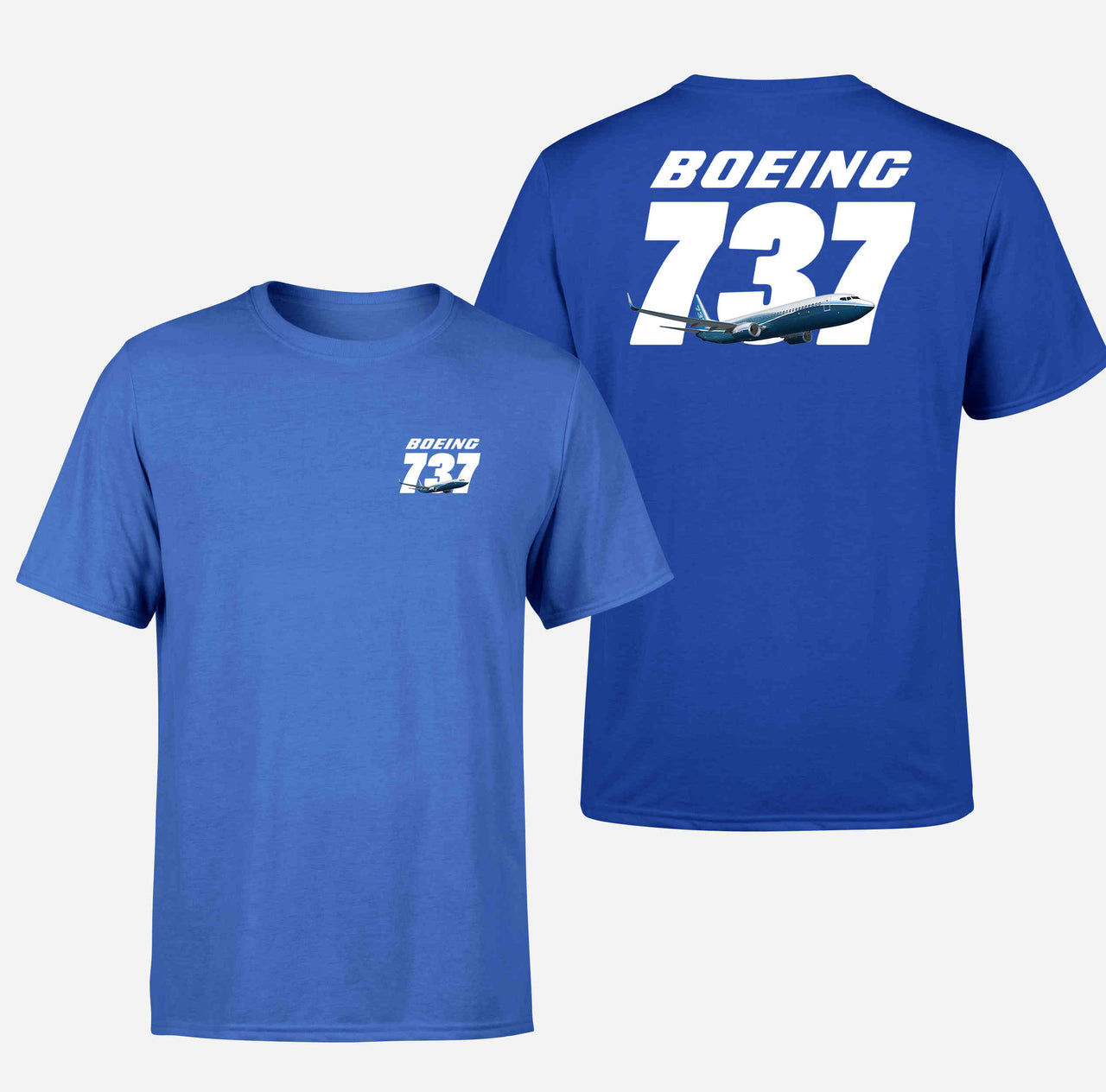 Super Boeing 737+Text Designed Double-Side T-Shirts