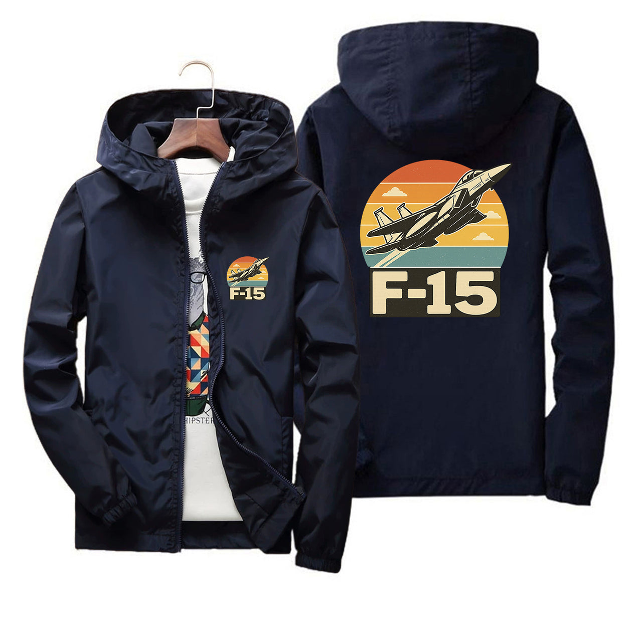 Retro Fighter Jet F15 Designed Thin Windbreaker Jackets