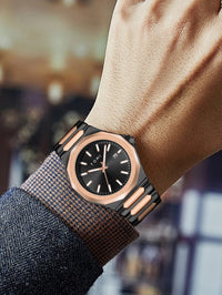 Thumbnail for Relogio Masculino Gift Box: Luxury Business Quartz Watch with High-Quality Rose Gold Case (Simple & Versatile)