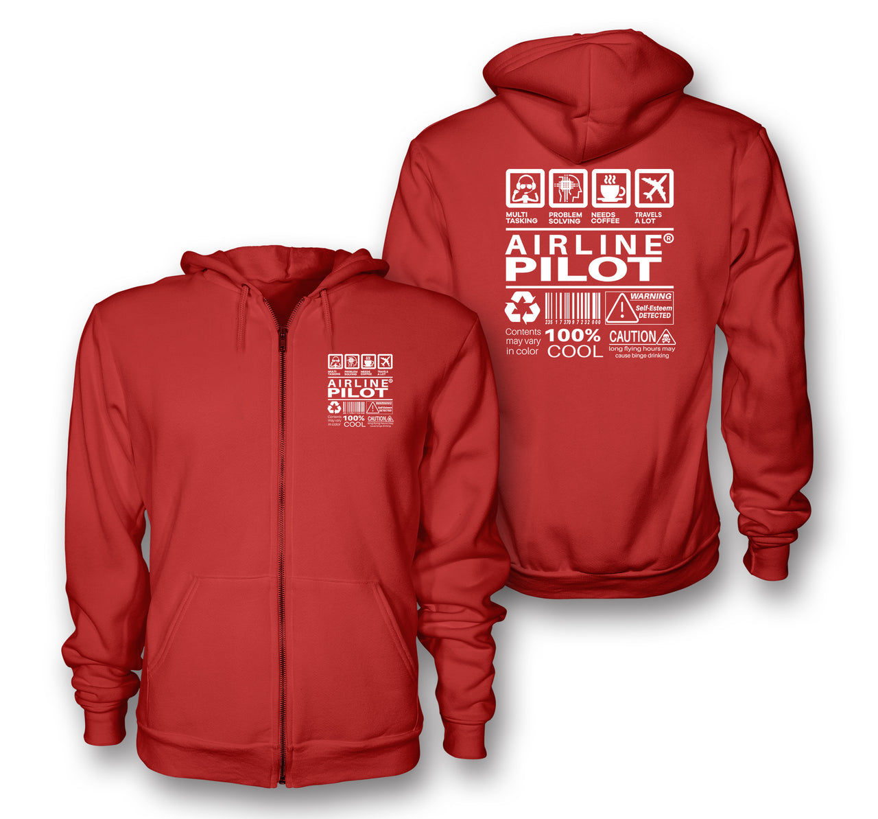 Airline Pilot Label Designed Zipped Hoodies