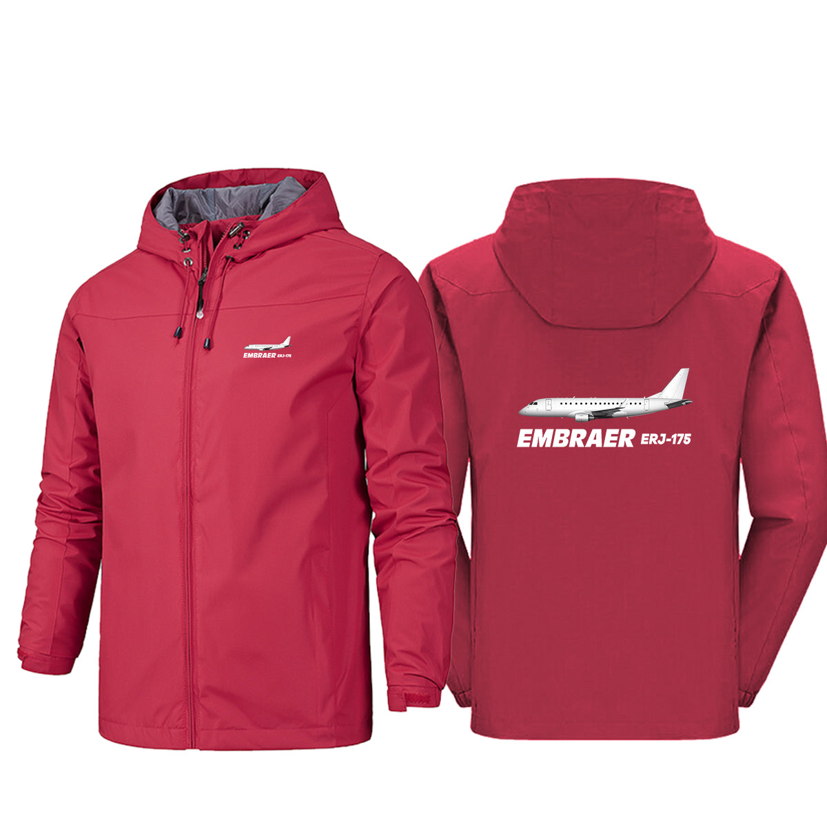 The Embraer ERJ-175 Designed Rain Jackets & Windbreakers