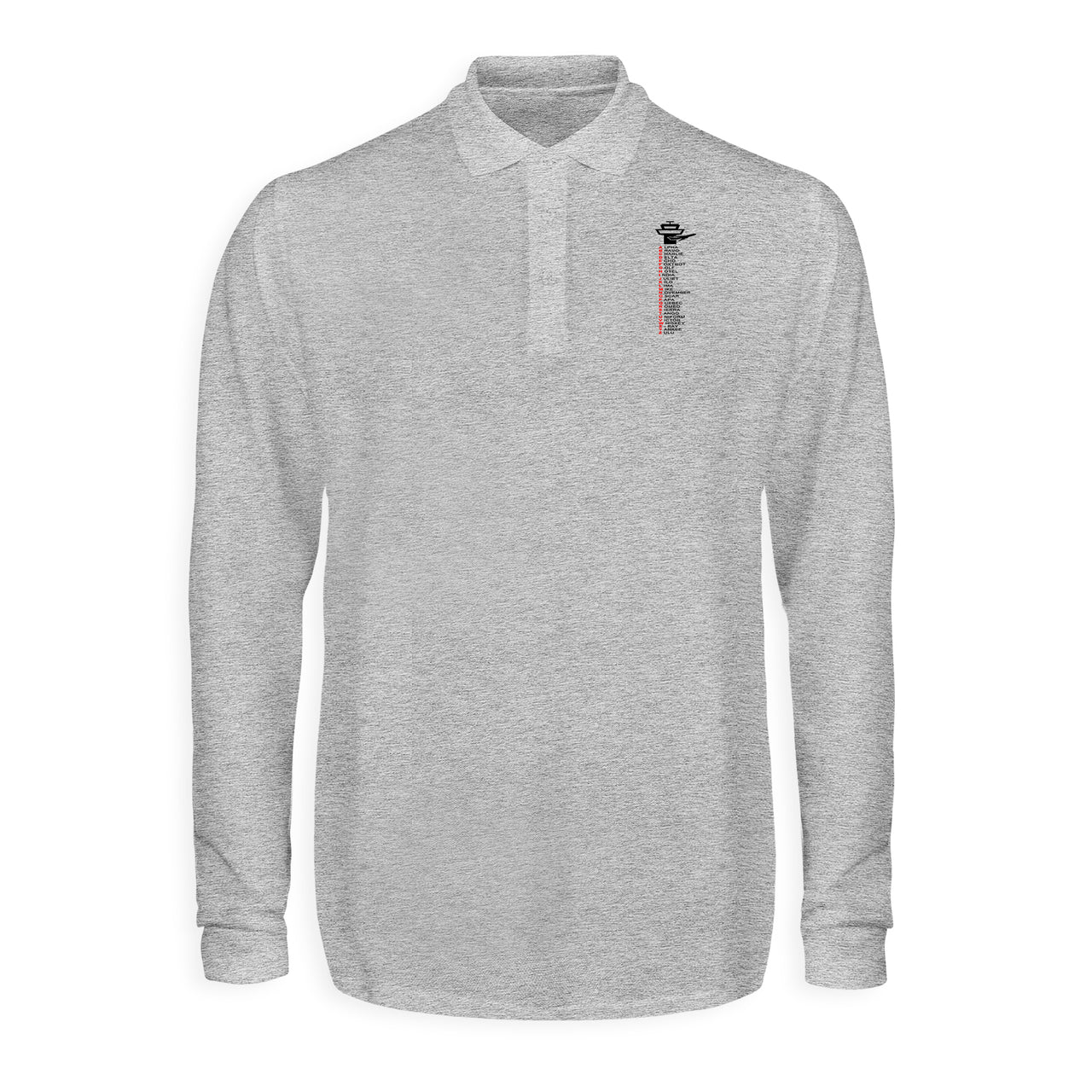 Aviation Alphabet Designed Long Sleeve Polo T-Shirts