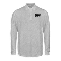 Thumbnail for Boeing 707 & Text Designed Long Sleeve Polo T-Shirts