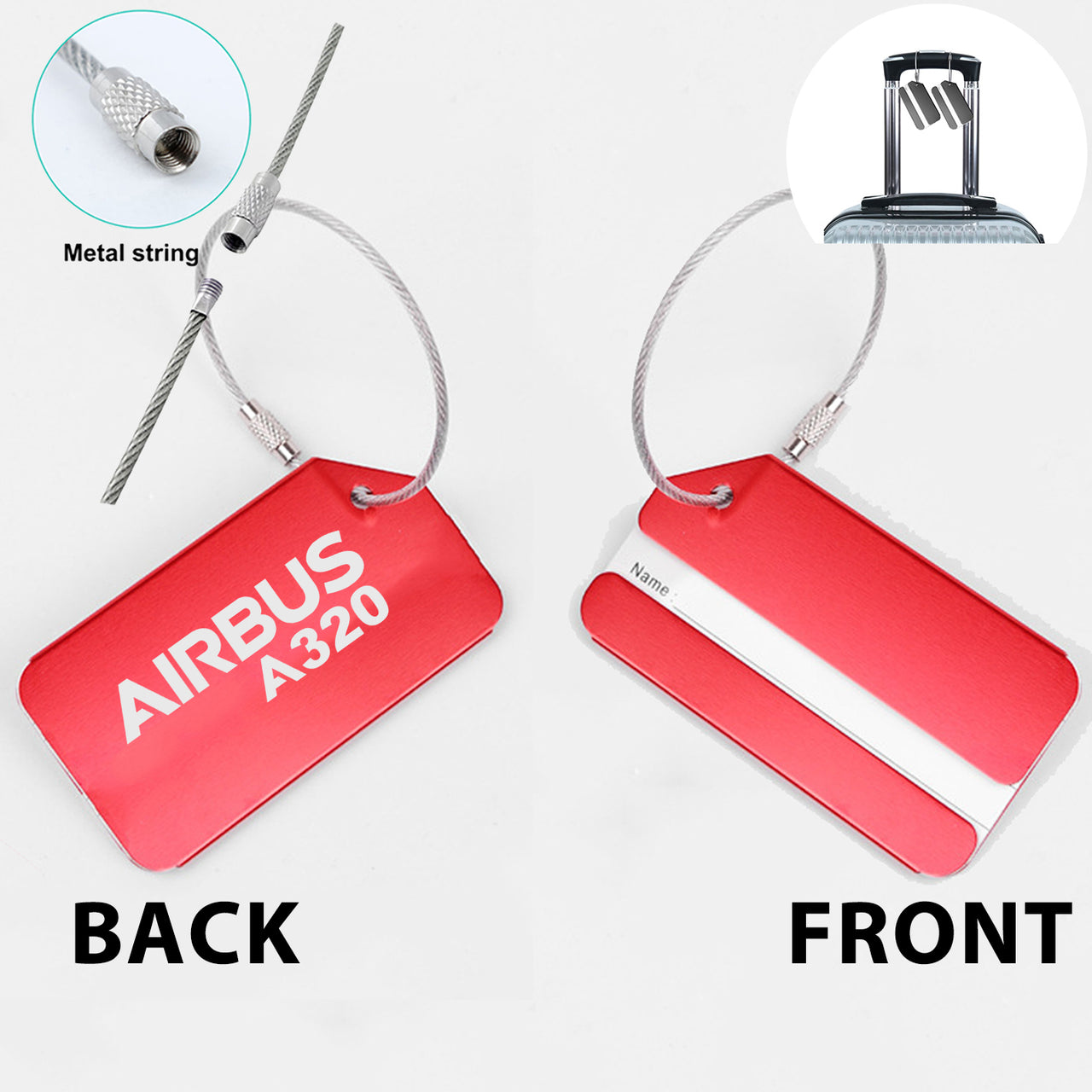Airbus A320 & Text Designed Fashion Metal Luggage Tags