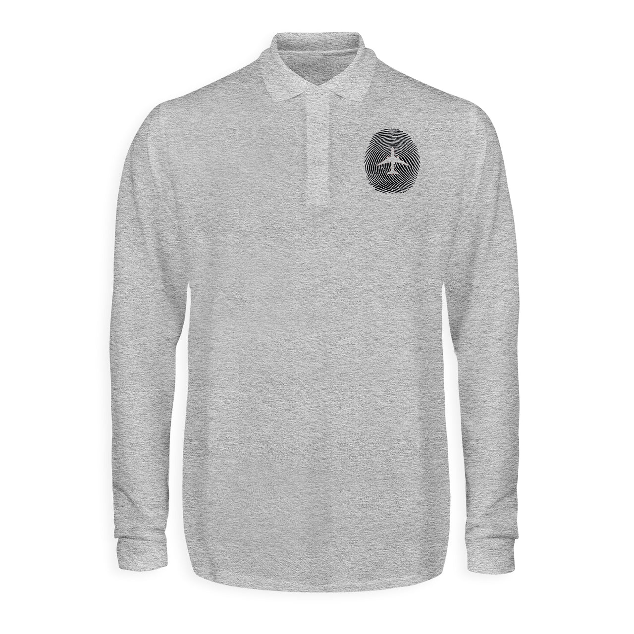 Aviation Finger Print Designed Long Sleeve Polo T-Shirts