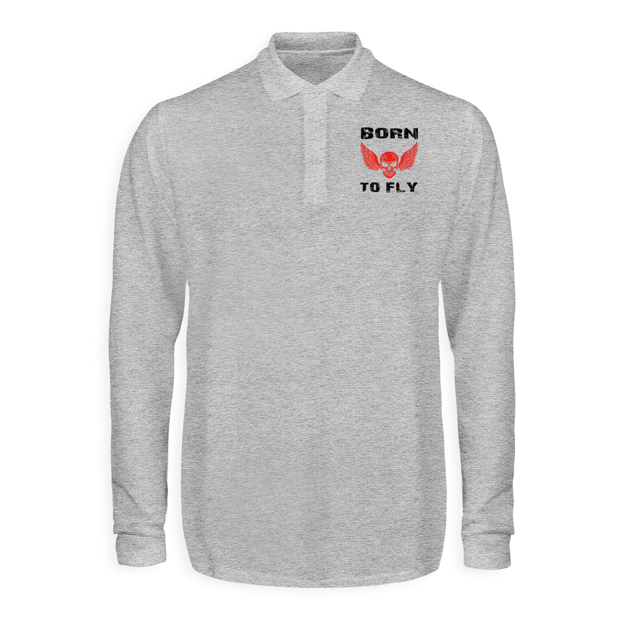 Born To Fly SKELETON Designed Long Sleeve Polo T-Shirts
