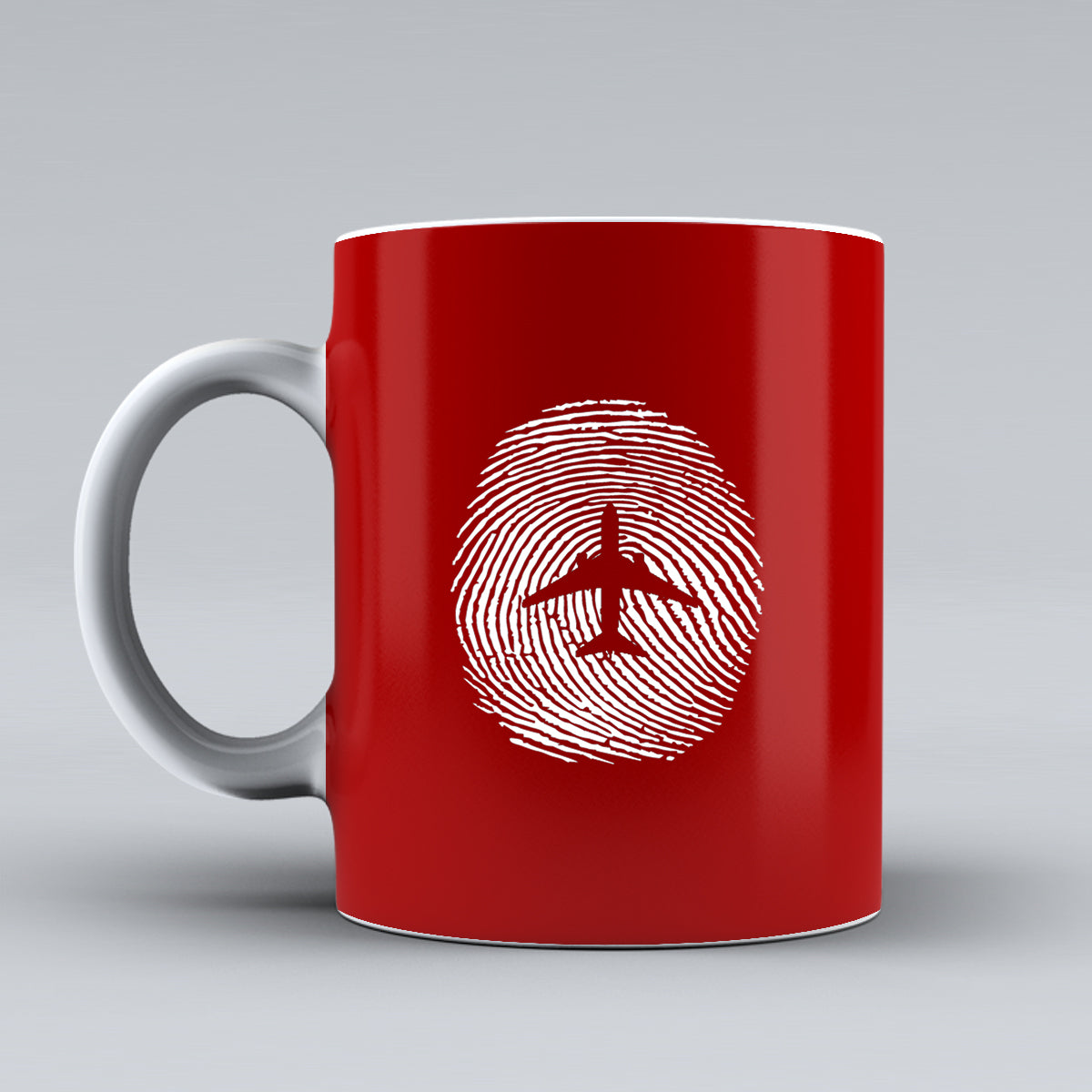 Aviation Finger Print Designed Ceramic White Mugs