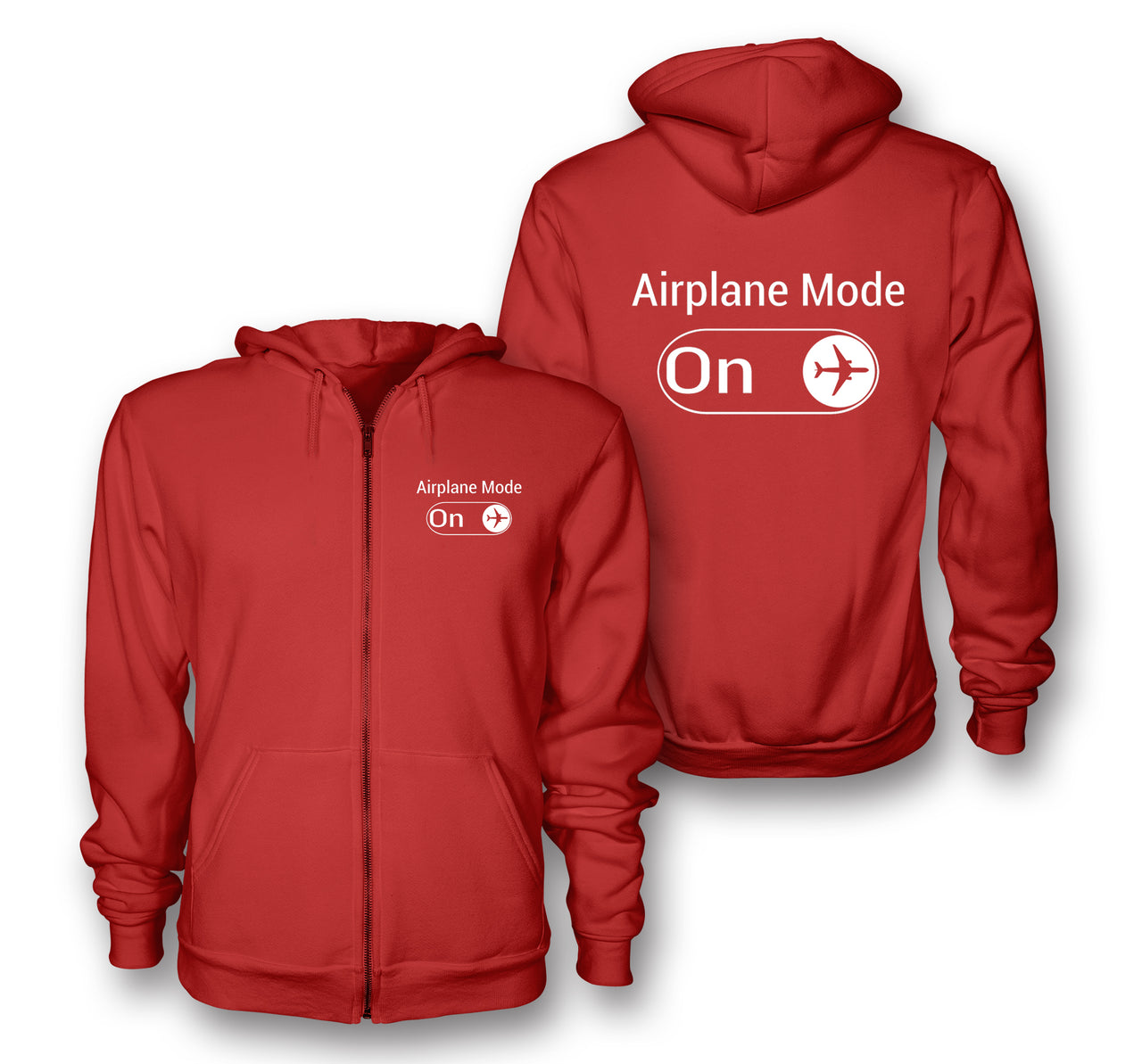 Airplane Mode On Designed Zipped Hoodies