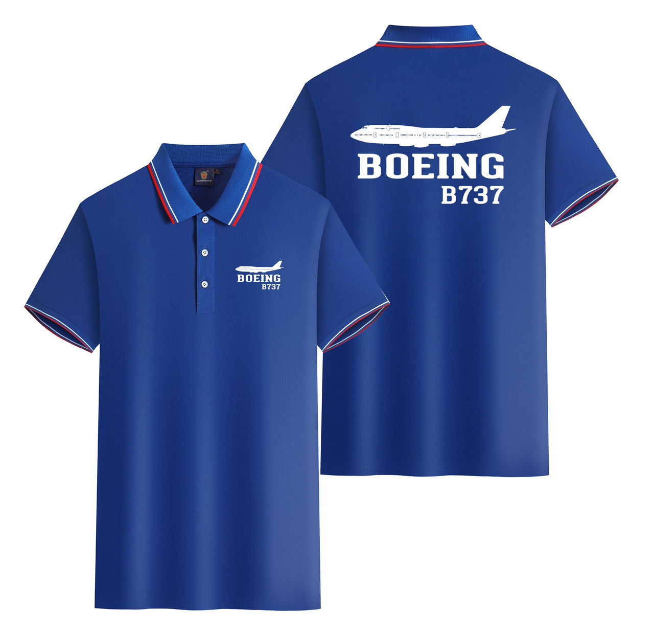 Boeing 737 Printed Designed Stylish Polo T-Shirts (Double-Side)