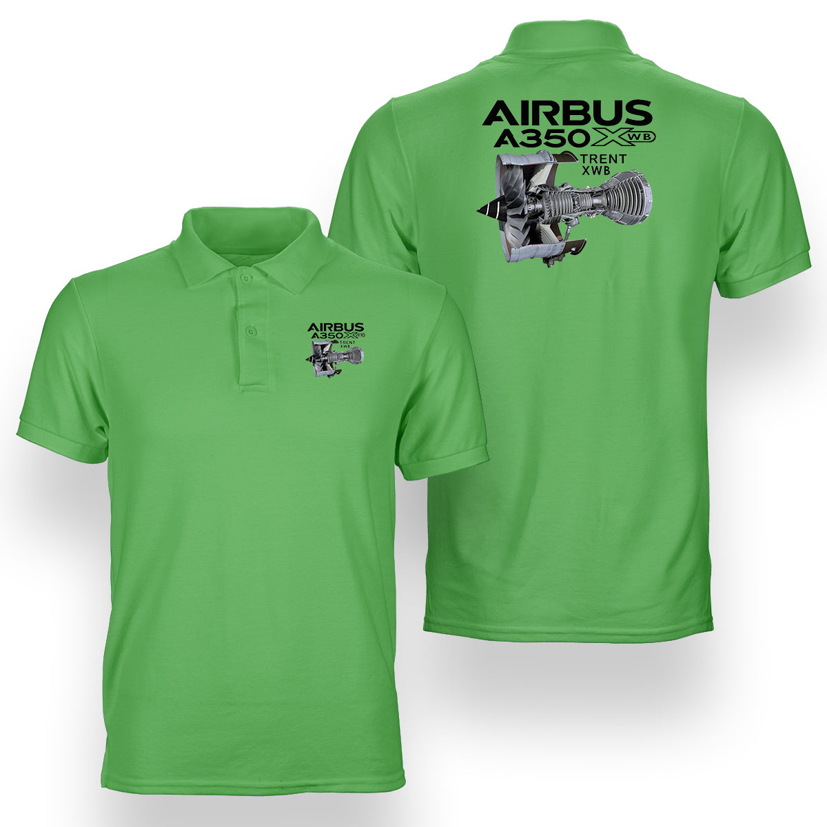 Airbus A350 & Trent Wxb Engine Designed Double Side Polo T-Shirts