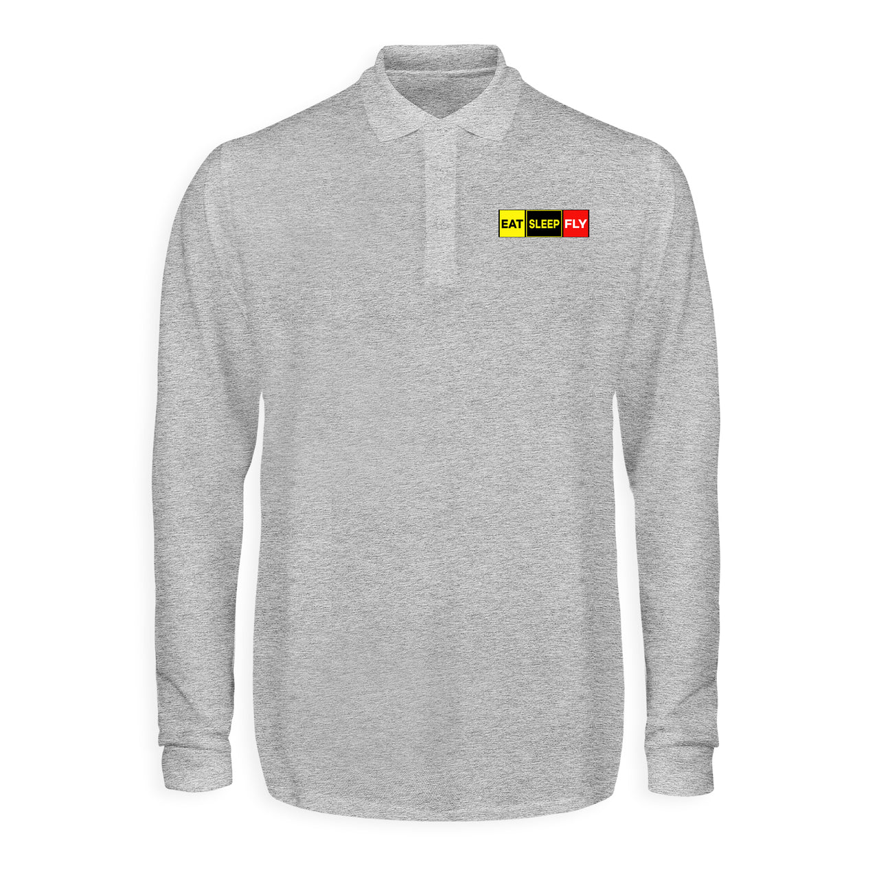 Eat Sleep Fly (Colourful) Designed Long Sleeve Polo T-Shirts