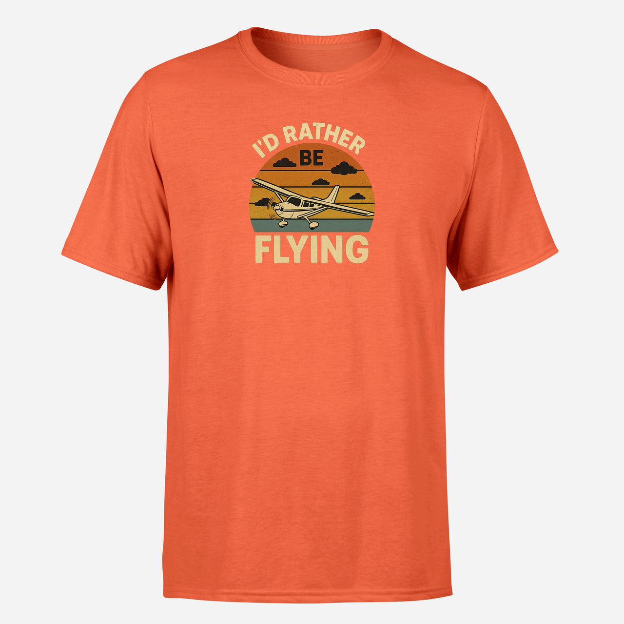 Retro I'D Rather Be Flying Design Super Quality T-Shirts