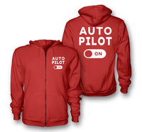 Thumbnail for Auto Pilot ON Designed Zipped Hoodies