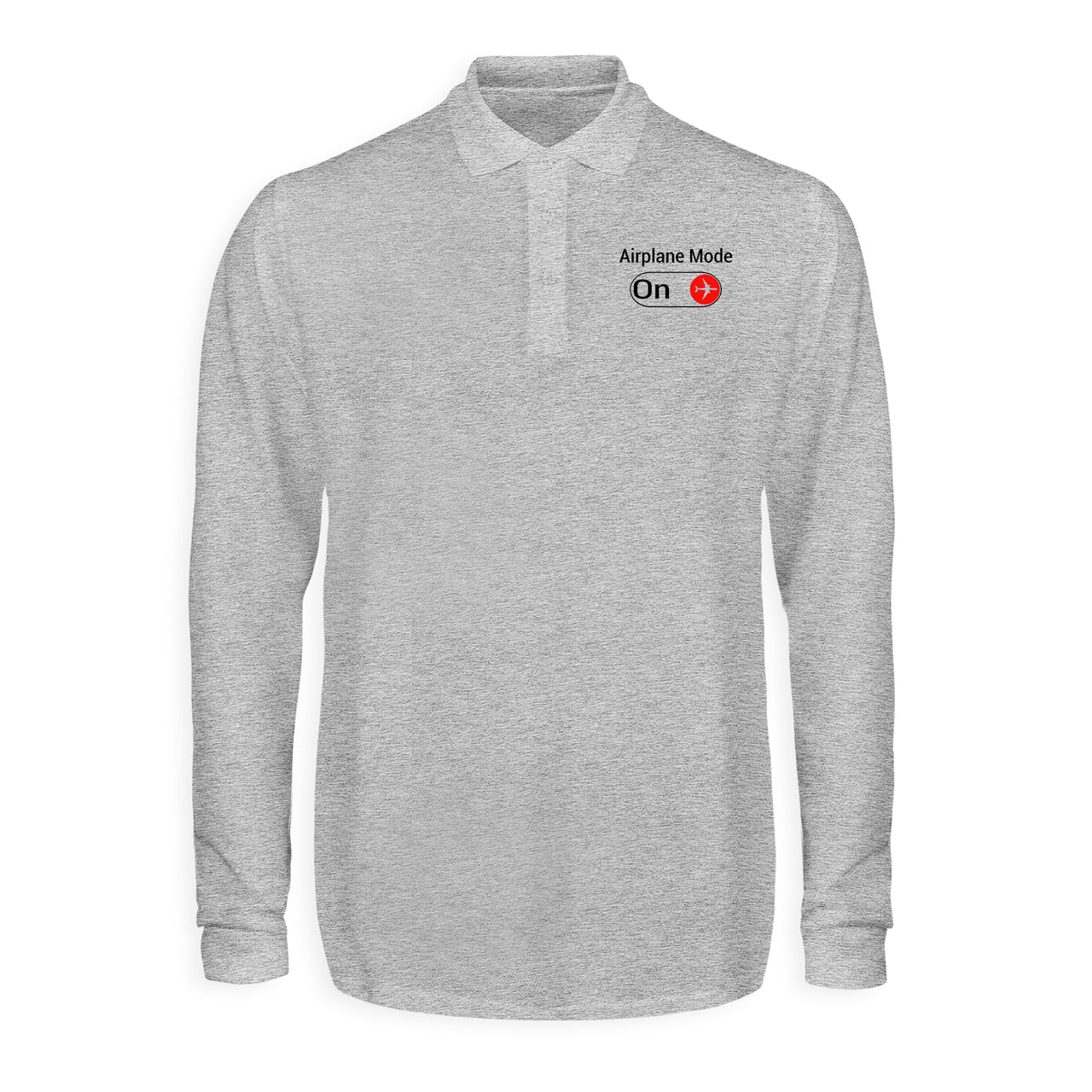 Airplane Mode On Designed Long Sleeve Polo T-Shirts
