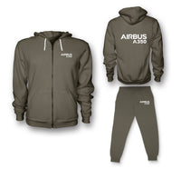 Thumbnail for Airbus A350 & Text Designed Zipped Hoodies & Sweatpants Set