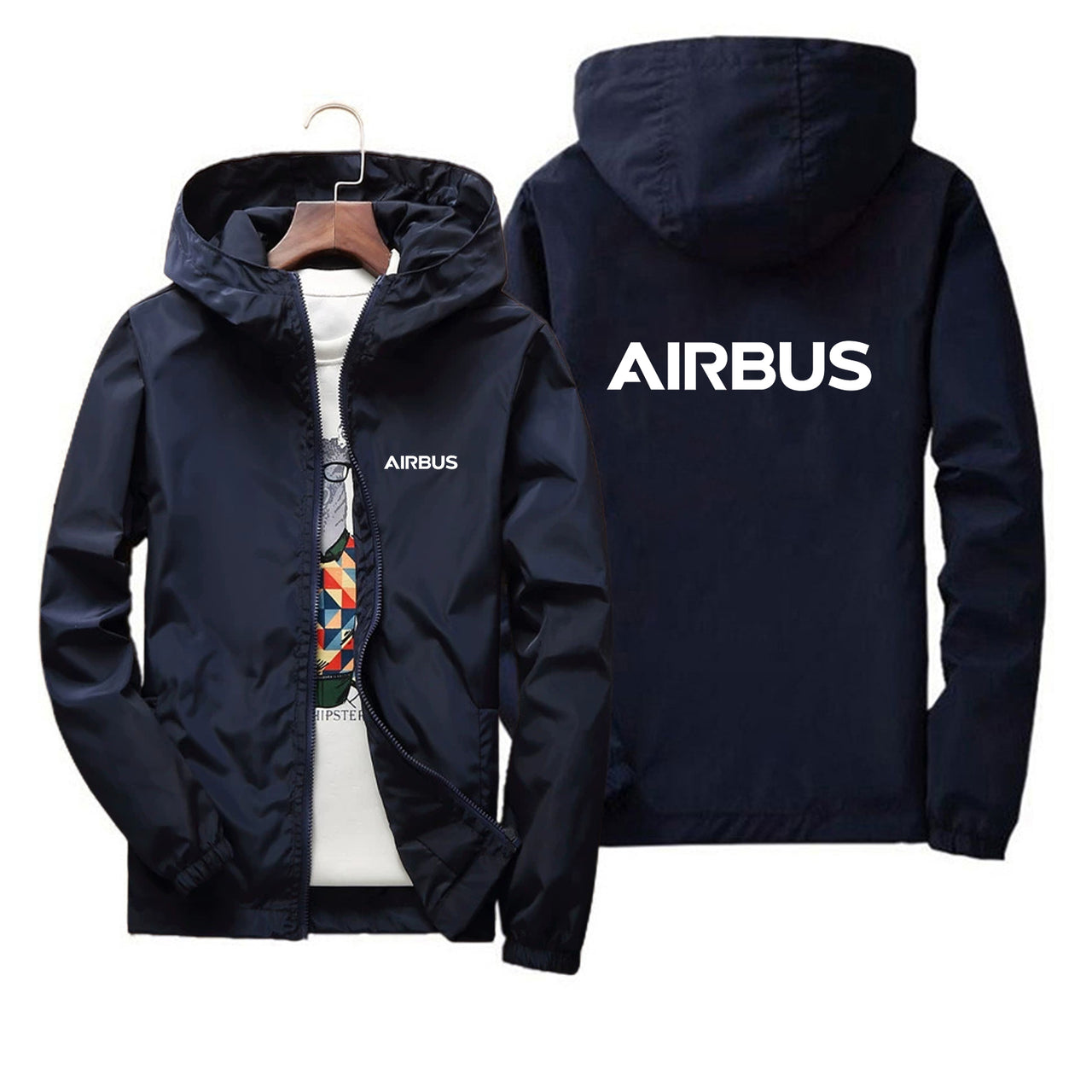 Airbus & Text Designed Thin Windbreaker Jackets