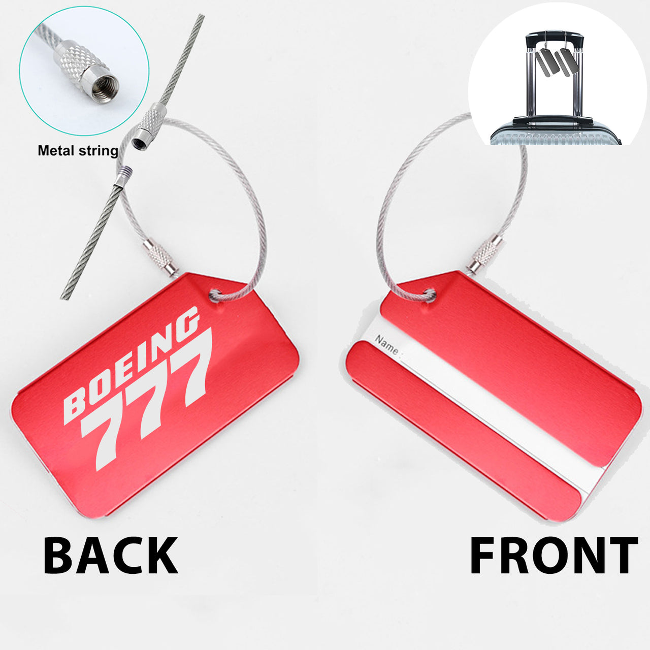 Boeing 777 & Text Designed Fashion Metal Luggage Tags