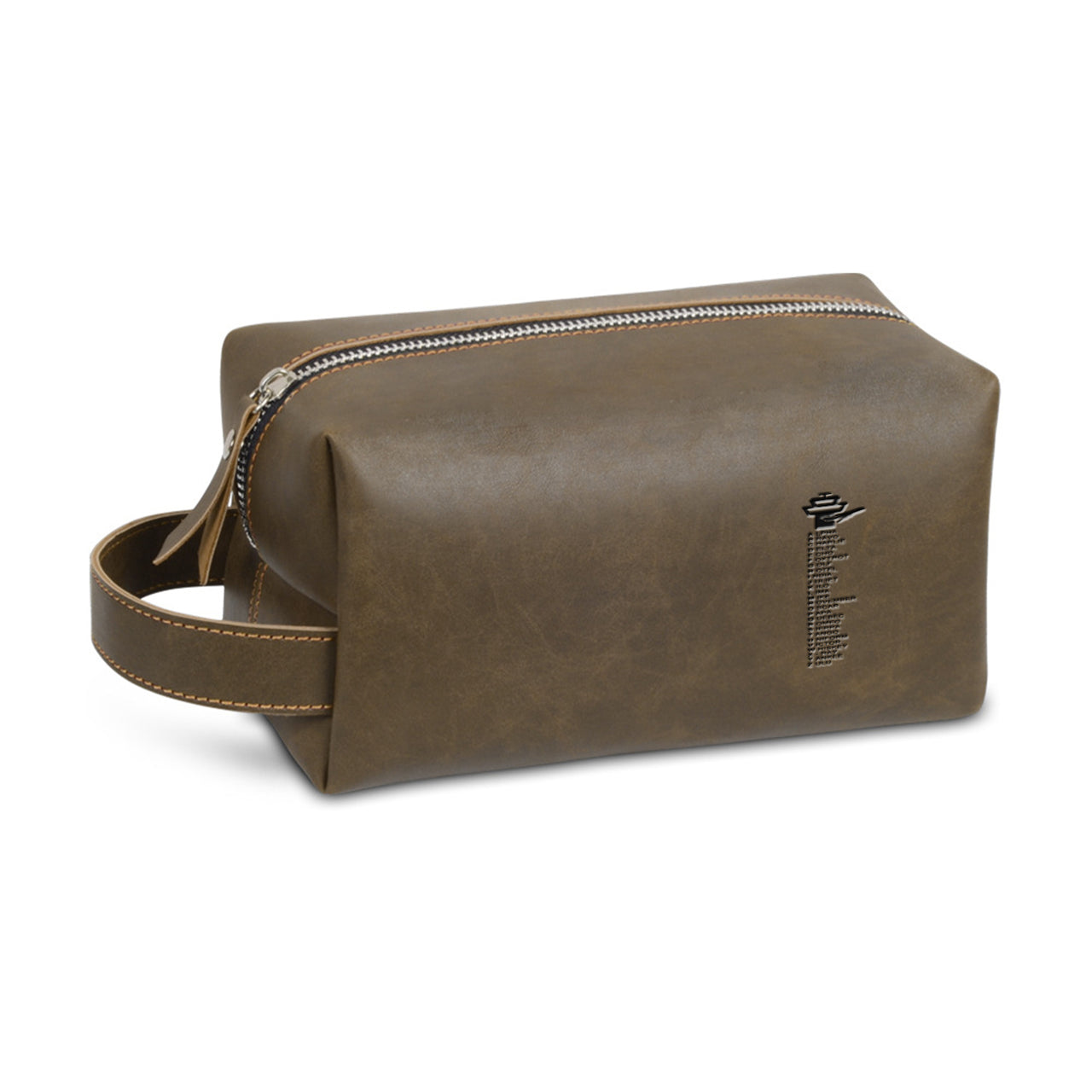 Aviation Alphabet Designed Leather Clutch Toiletry Bag