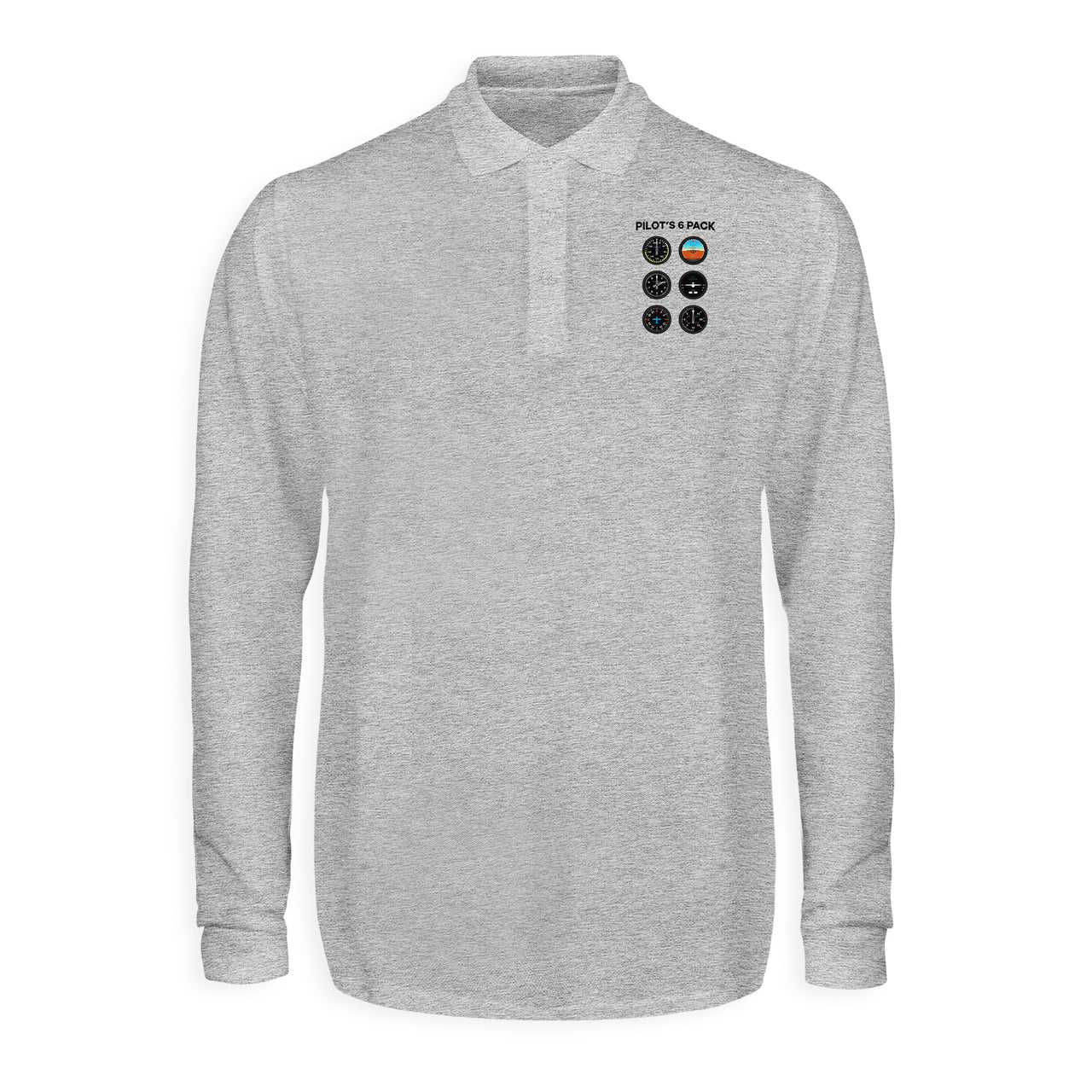 Pilot's 6 Pack Designed Long Sleeve Polo T-Shirts