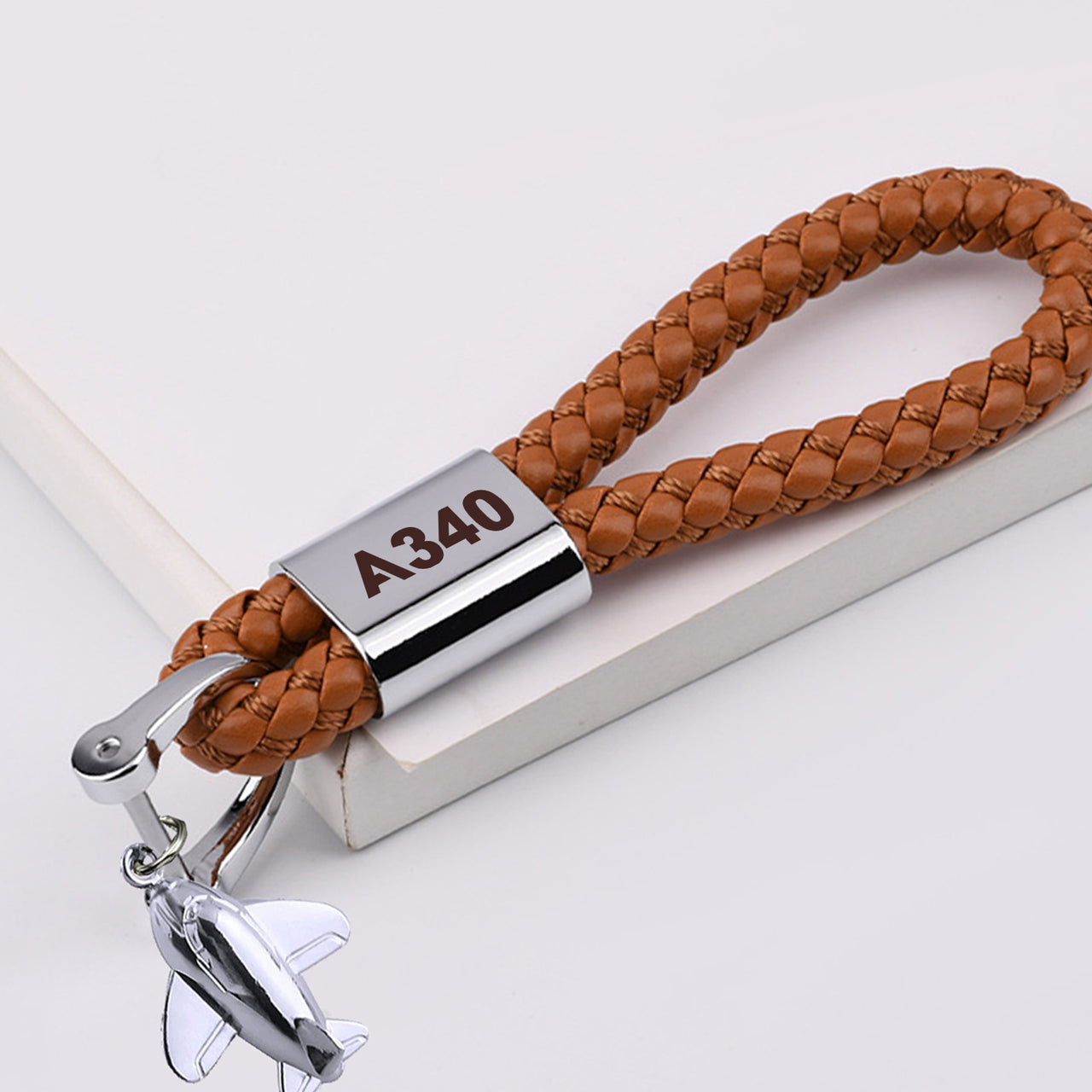 A340 Flat Text Designed Leather Car Key Chains