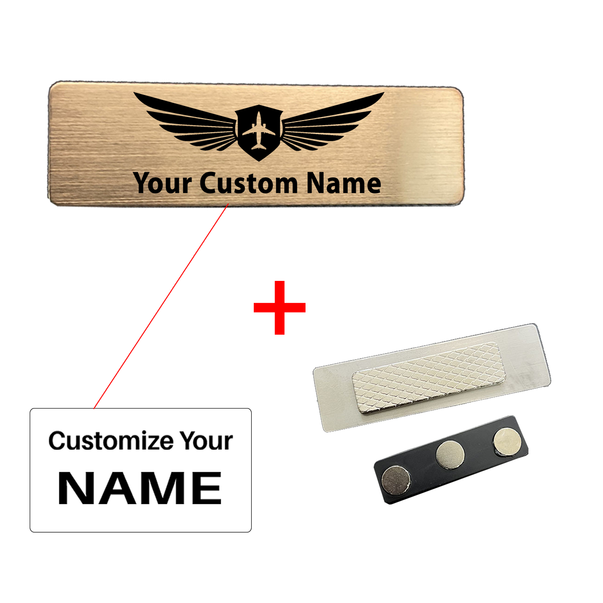 Your Custom Design Text Design 70*20MM Brooch Pin Badges