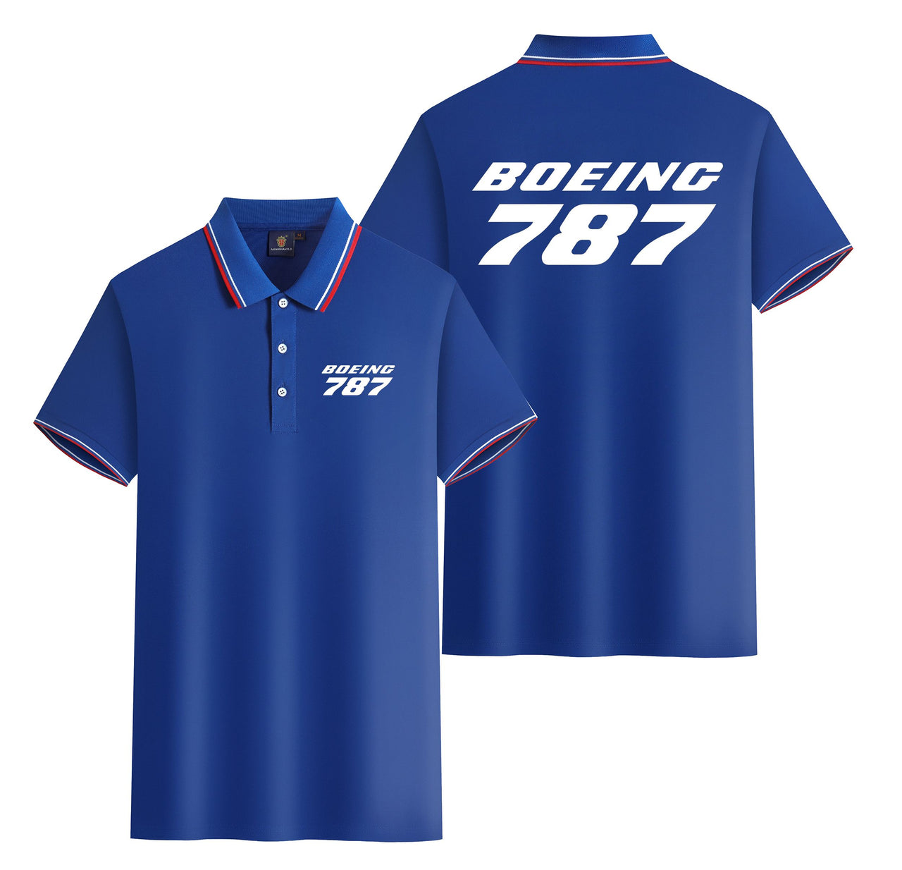 Boeing 787 & Text Designed Stylish Polo T-Shirts (Double-Side)