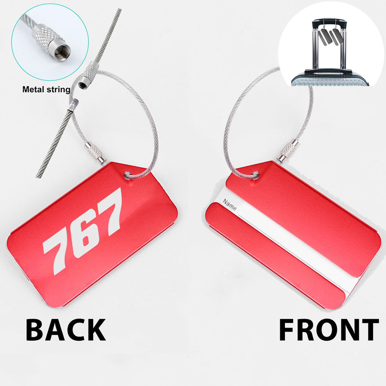 767 Flat Text Designed Fashion Metal Luggage Tags