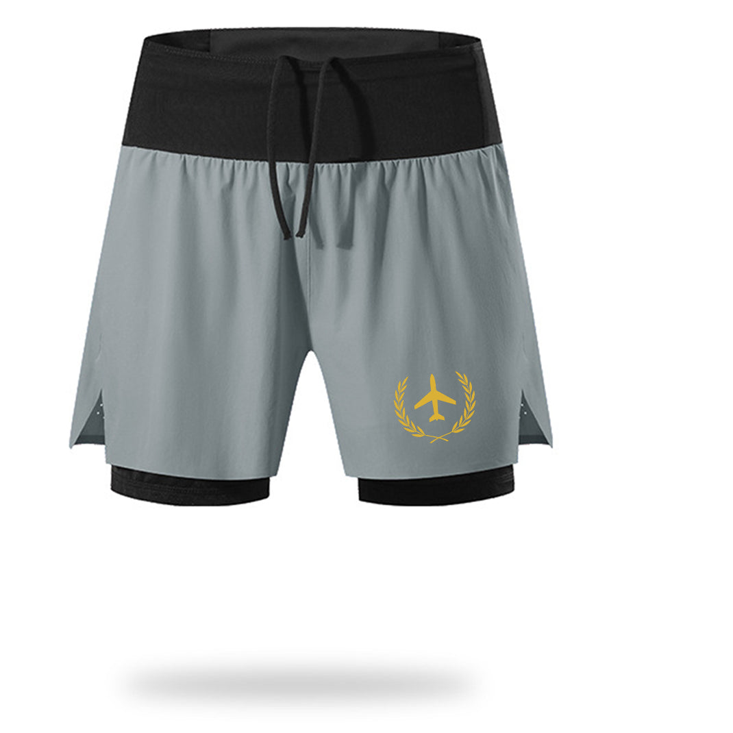 Leaf & Airplane Designed Quick Dry Fitness Shorts