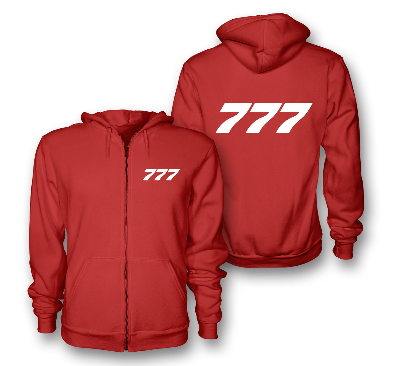 777 Flat Text Designed Zipped Hoodies