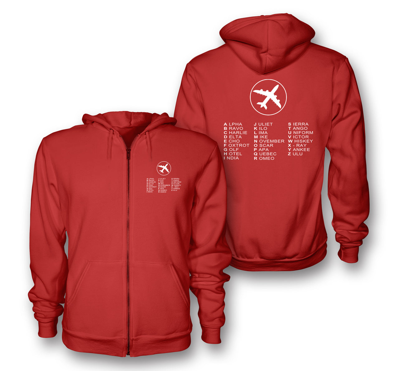 Aviation Alphabet 2 Designed Zipped Hoodies