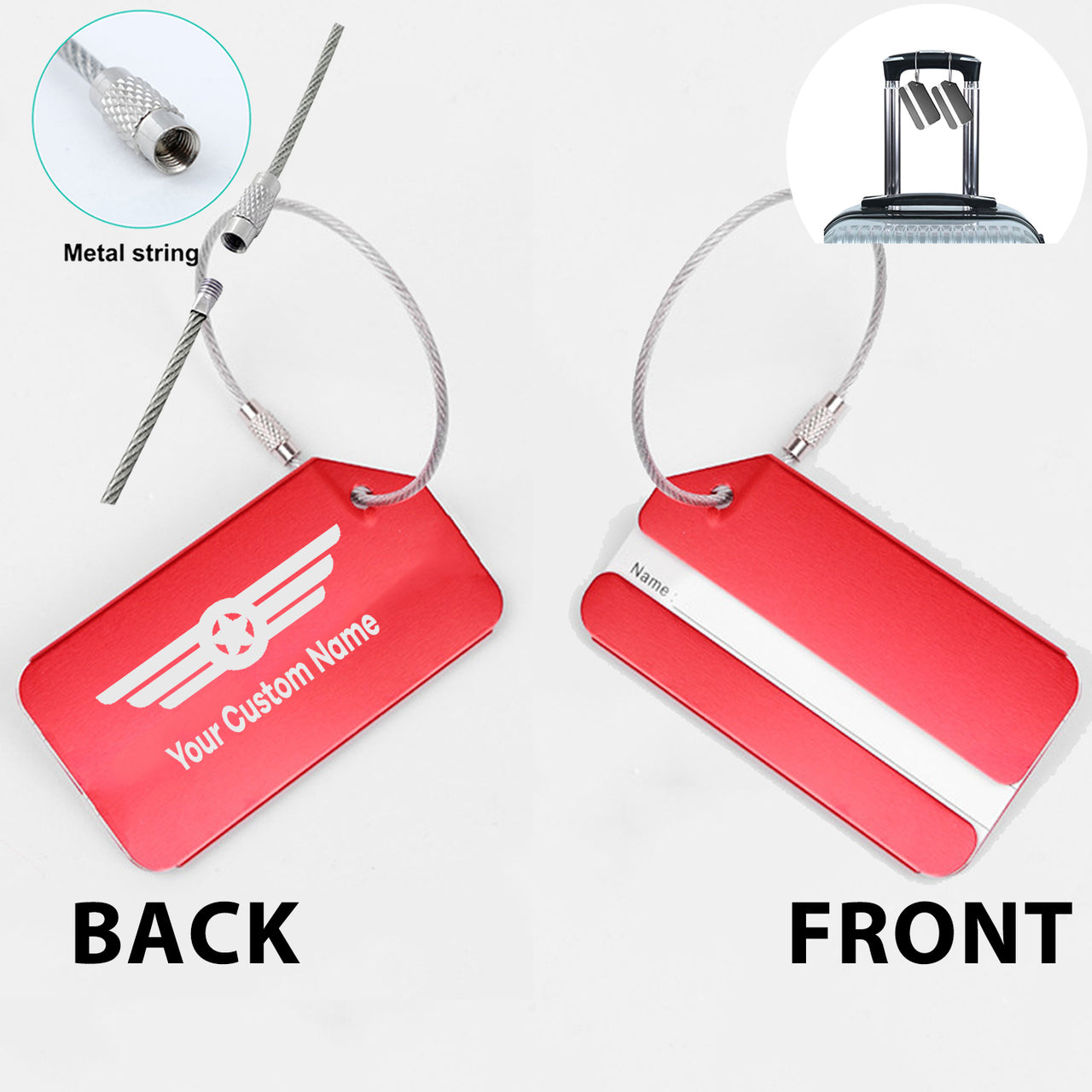 Custom Name (Badge 6) Designed Fashion Metal Luggage Tags