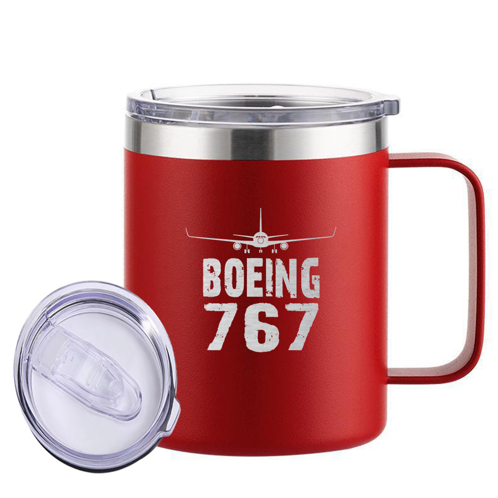 Boeing 767 & Plane Designed Stainless Steel Laser Engraved Mugs